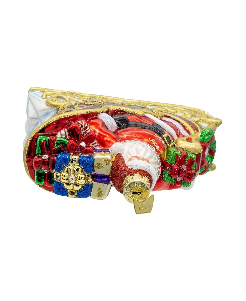 Kurt Adler 6.25-Inch Bellissimo Glass Santa in Sleigh Ornament