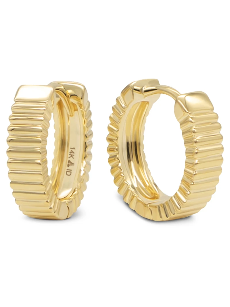 Devata 14K Gold Ribbed Hoop Earrings