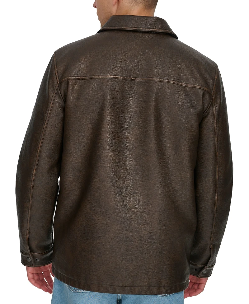 Levi's Men's Faux-Leather Zip Utility Shirt Jacket