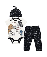 Starwars Baby Boys Star Wars The Mandalorian Baby Bodysuit Pants and Hat 3 Piece Outfit Set Newborn to