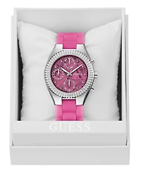 Guess Women's Multi-Function Pink Silicone Watch 37mm