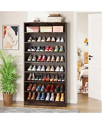 Tribesigns Tall Shoe Cabinet, 9 Tiers, Holds 40-45 Pairs, Heavy-Duty Wood Freestanding Shoe Storage