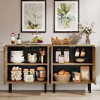 Tribesigns 6-Drawer Dresser for Bedroom, 55" Mid-Century Rustic Chest of Drawers, Wide Wood Storage Long Double Dresser Organizer for Nursery Bed