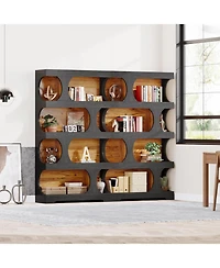 Tribesigns 71" Tall Bookcase, 4-Tier S-Shaped Bookshelf, Wood Decorative Storage Shelving, Modern Freestanding Display Shelves, Large Library Book She