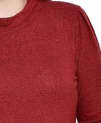 Ny Collection Petite Long Sleeve Two-Fer Top