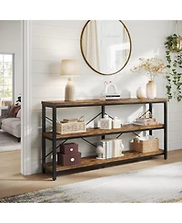 Tribesigns 55-Inch Industrial Sofa Table, 3-Tier Console Table with Metal Frame and Open Shelves