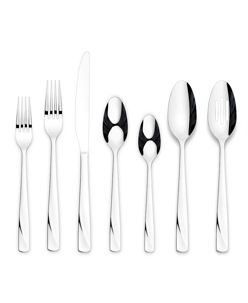 Ornative Rhoda Mirror 42 Piece Flatware Set with Wire Caddy, Service for 8