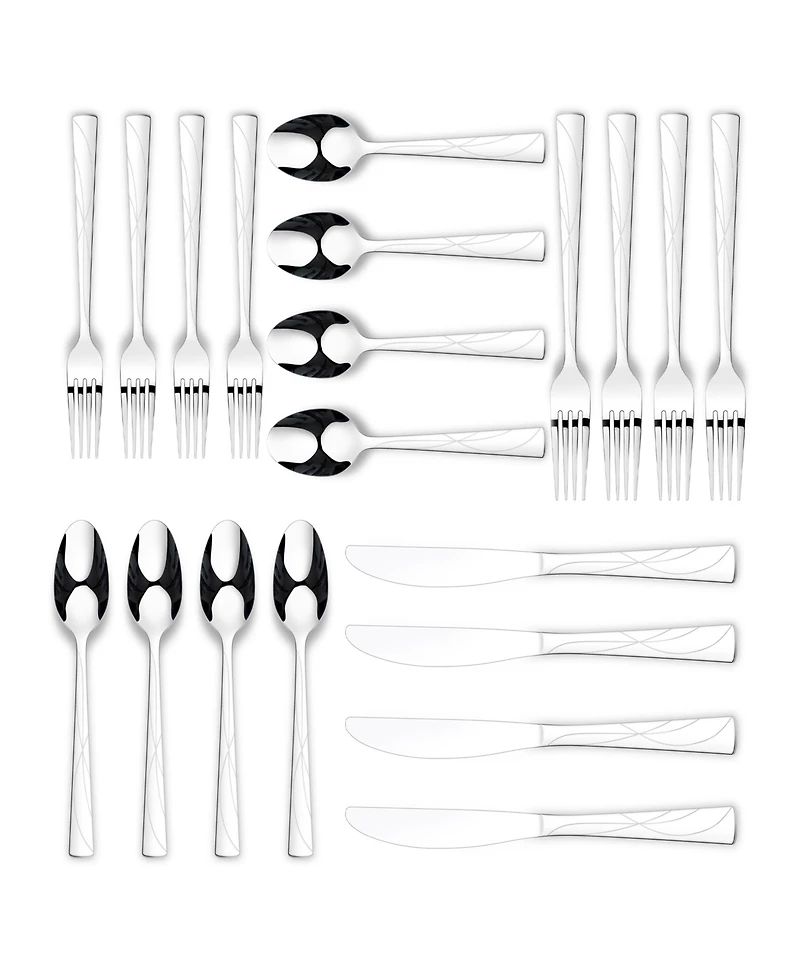 Ornative Jara Mirror 42 Piece Flatware Set with Wire Caddy, Service for 8
