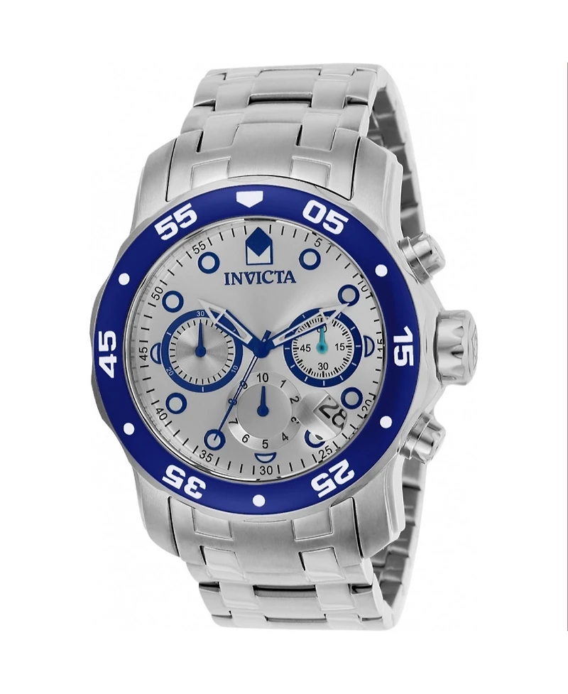 Invicta Men's 80058 Pro Diver Quartz 3 Hand Silver Dial Watch