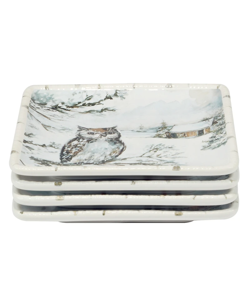 Certified International Winter's Frost Canape Plates, Set of 4