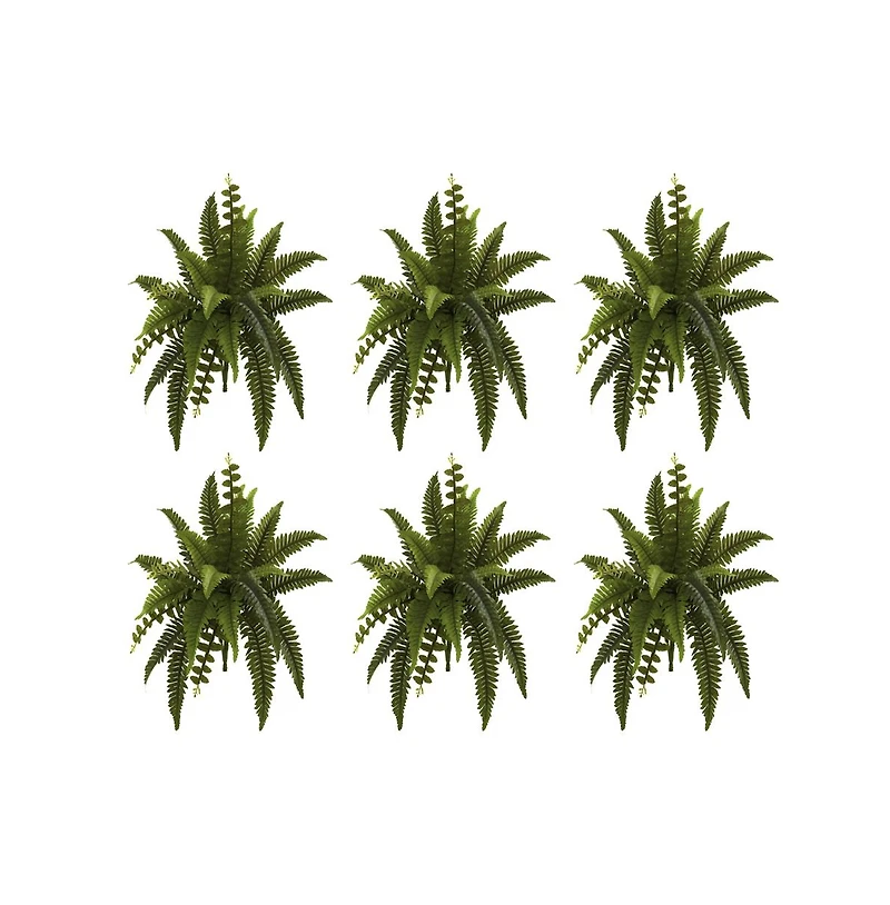Slickblue Boston Fern Artificial Plant for Lush Indoor Decor (Set of 6)
