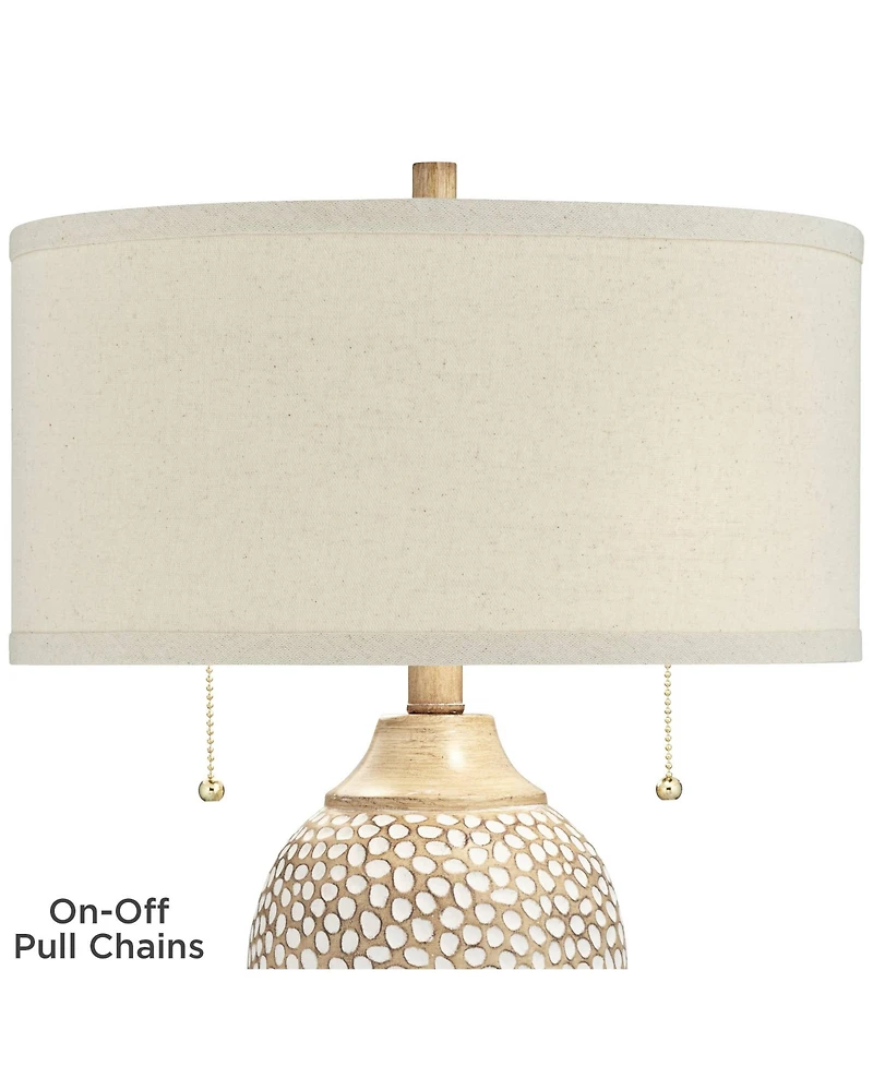 360 Lighting Cody Rustic Farmhouse Table Lamps 24 1/2" High Set of 2 Beige Textured Pebble Drum Shade for Bedroom Living Room Bedside Nightstand