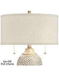 360 Lighting Cody Rustic Farmhouse Table Lamps 24 1/2" High Set of 2 Beige Textured Pebble Drum Shade for Bedroom Living Room Bedside Nightstand