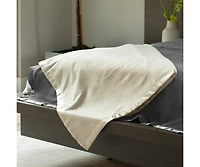 Cariloha Fleece Blanket | Coconut Milk | Queen | Viscose Material | Satin Binding Border | Sized for Top of Bed | Ideal for Year Round Use