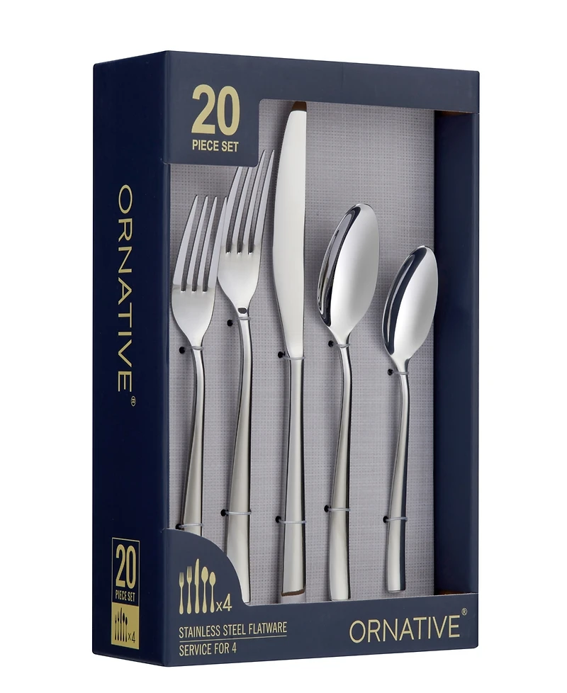 Ornative Lola Mirror 20 Piece Flatware Set, Service for 4