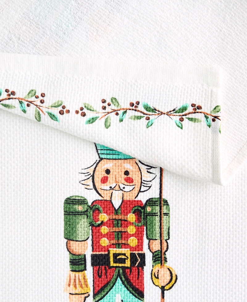Fiesta Guardian Nutcracker Holiday Holly Sprig Kitchen Towel 16" x 28", Set of 2