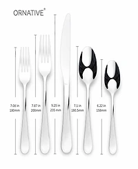 Ornative Noa Mirror 45 Piece Flatware Set, Service for 8