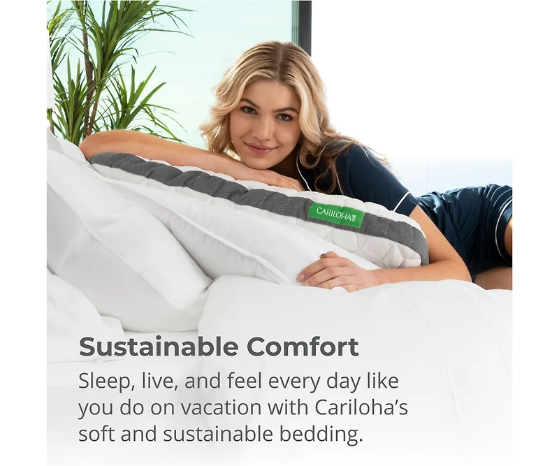 Cariloha Luxurious Cooling Geltop Pillow | Standard | White | 32"x20" | Viscose Material | Naturally breathable, Hypoallergenic, and Moisture wicking