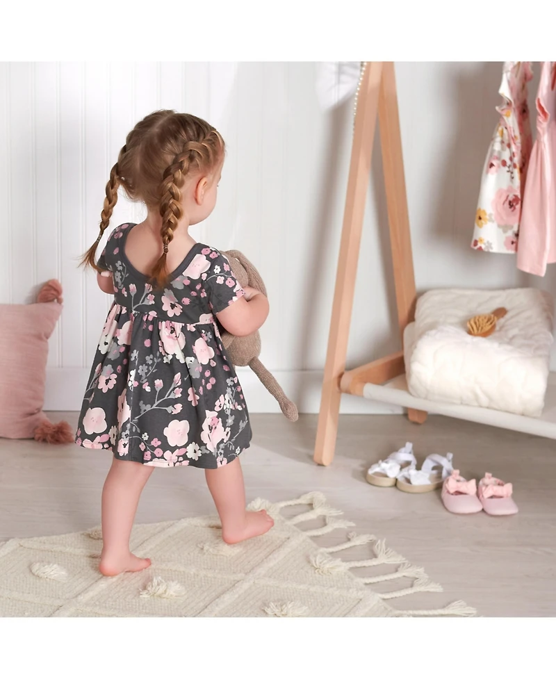 Gerber Baby Girls Pink Floral Short Sleeve Dresses