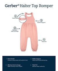 Gerber Toddler Girls Gauze Halter Romper