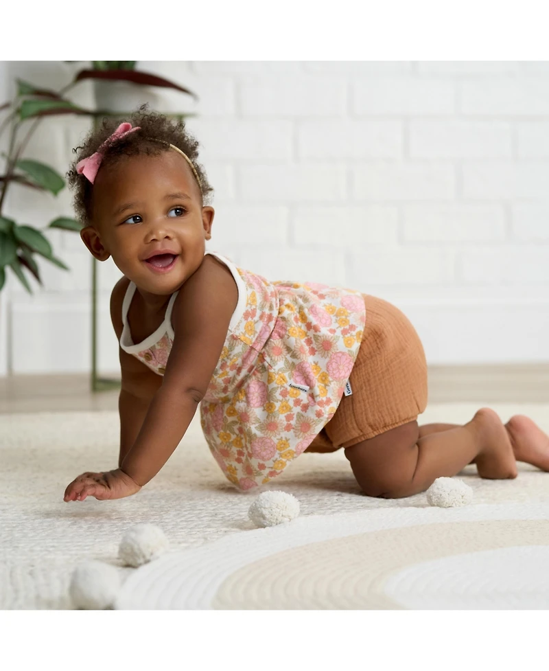 Gerber Baby Girls Gauze Bubble Shorts, 3-Pack