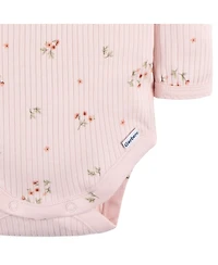 Gerber Baby Girls Henley Long Sleeve Bodysuits, 2-Pack