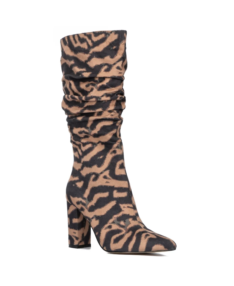 New York & Company Women's Earla- Metallic Ruched Knee-High Boots Tall Boots