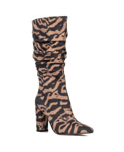 New York & Company Women's Earla- Metallic Ruched Knee-High Boots Tall