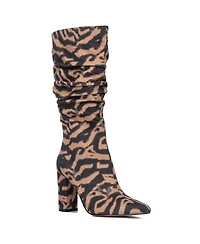 New York & Company Women's Earla- Metallic Ruched Knee-High Boots Tall Boots