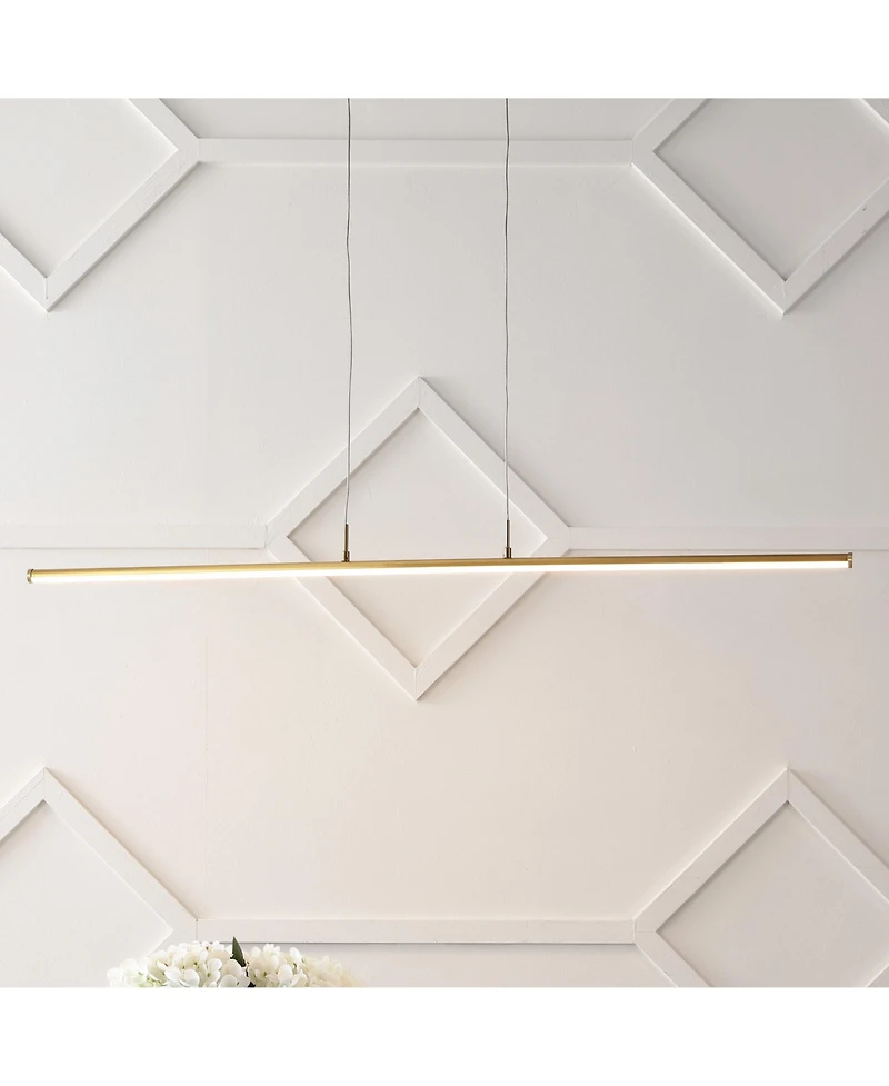 Jonathan Y Conley 39.5" Dimmable Adjustable Integrated Led Metal Linear Pendant, Brass Gold