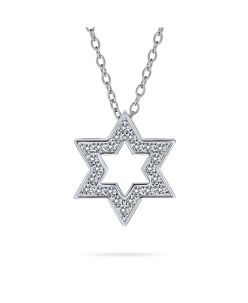 Bling Jewelry Hanukkah Star of David Pendant Necklace: Cz Accent Sterling Silver Bat Mitzvah