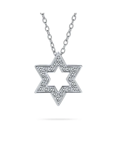 Bling Jewelry Hanukkah Star of David Pendant Necklace: Cz Accent Sterling Silver Bat Mitzvah