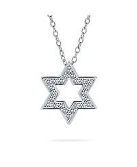 Bling Jewelry Hanukkah Star of David Pendant Necklace: Cz Accent Sterling Silver Bat Mitzvah