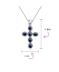 Bling Jewelry South Western Style Blue Natural Lapis Lazuli Rope Bezel Set Cross Pendant Sterling Silver Necklace 18 Chain 1.5
