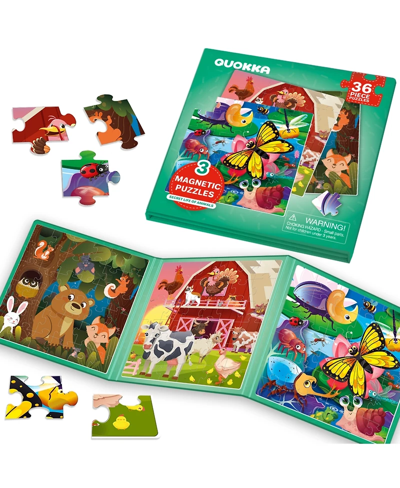 Quokka 20/24/36 Pcs Travel Magnetic Puzzles for Toddlers 3-5