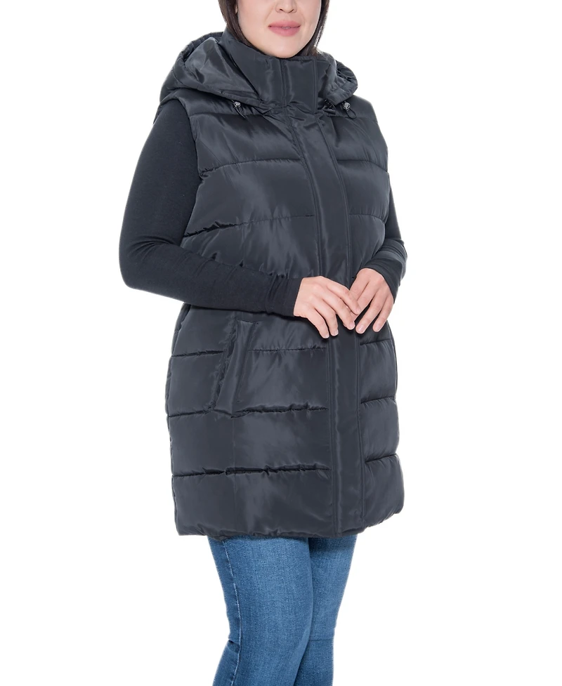 Sebby Collection Plus Puffer Vest With Drawstring Waist