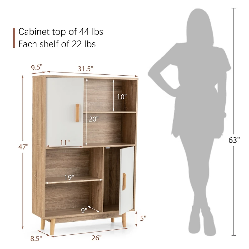Gymax Sideboard Storage Cabinet Bookshelf Cupboard w/Door Shelf Espresso