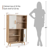 Gymax Sideboard Storage Cabinet Bookshelf Cupboard w/Door Shelf Espresso