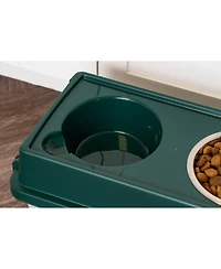 Iris Remington 13lbs/12qt Medium Elevated Dog Food Bowl with Airtight Pet Food Storage Container, Green