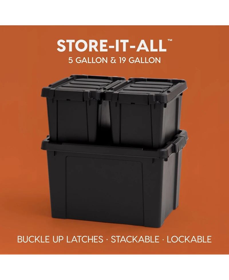 Iris 6 Pack 76qt/19gal Heavy-Duty Storage Plastic Bin Tote Container, Black