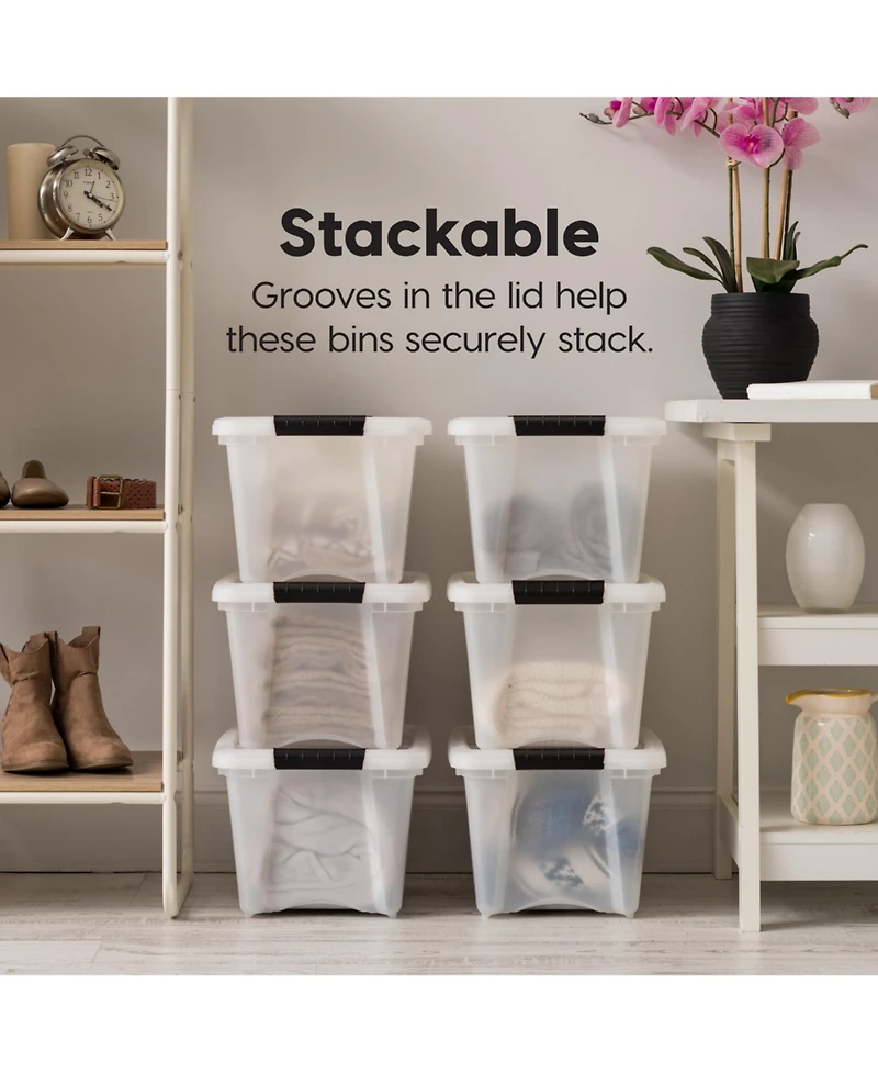 Iris Usa 13 Qt Stackable Plastic Storage Bins with Lids, 4 Pack - Bpa-Free, Made in Usa