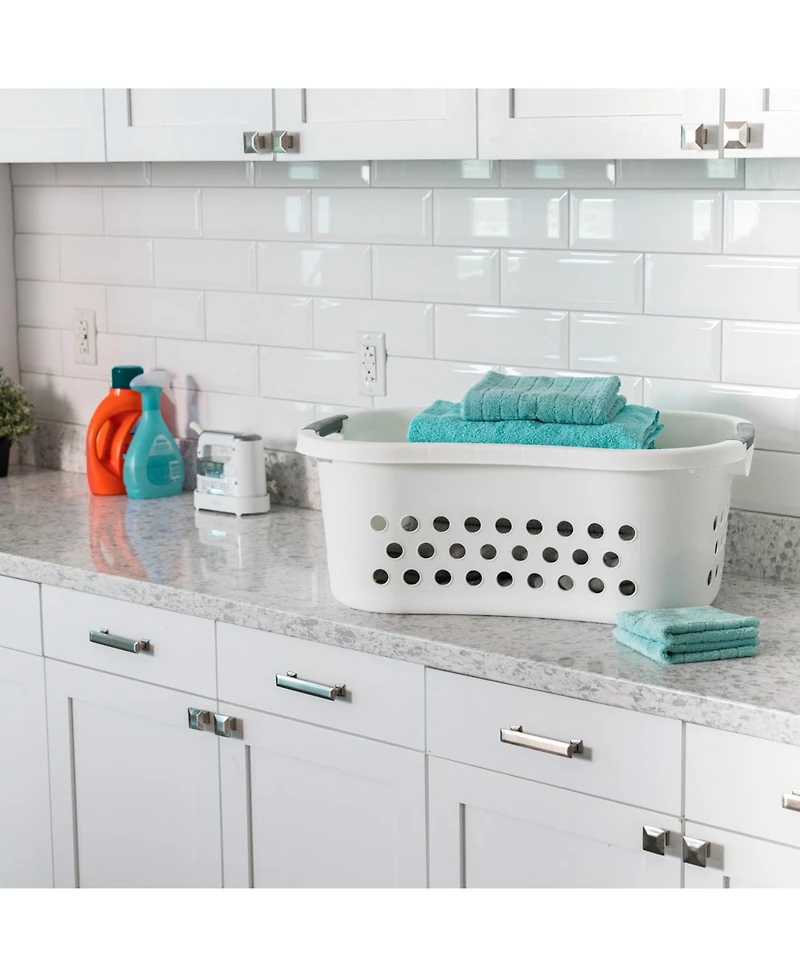 Iris Usa 50L Plastic Hip Hold Laundry Basket with Built-In Comfort Carry Handles, 3-Pack, 1.5 Bushel, Clothes Hamper, Laundry Hamper, Ventilation Hole