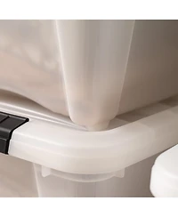 Iris 6 Pack 19qt Plastic Storage Bin with Lid and Secure Latching Buckles, Pearl