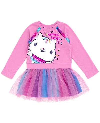 Gabby's Dollhouse Little Girls Dreamworks Pandy Paws Cakey Cat French Terry Dress