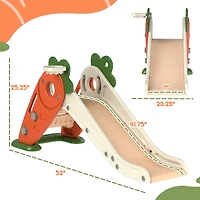 Qaba Foldable 3 in 1 Slide for Toddlers 1-3 Years with Basketball Hoop