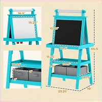 Qaba Easel for Kids w/ Paper Roll, board Chalkboard,
