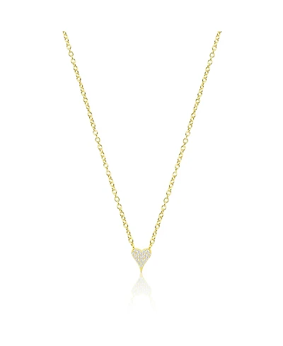 Etoielle Yellow Gold Tone Dainty Pave Elongated Heart Necklace