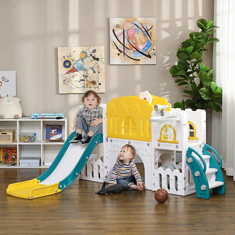 Qaba 8 in 1 Toddler Slide for Kids Age 1-3 Years,