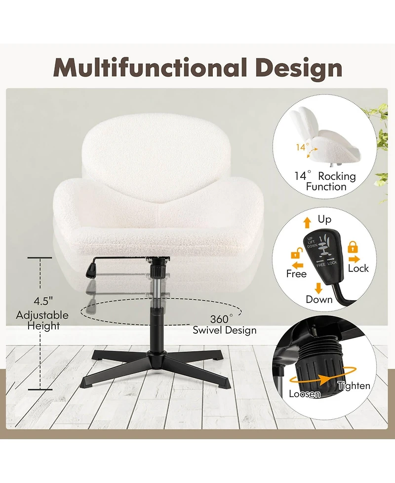 Criss Cross Chair Swivel Cross Legged Chair with Adjustable Height for Home Office