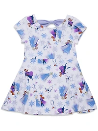 Frozen Little Girls Disney Elsa Princess Anna Olaf Christmas Skater Dress to